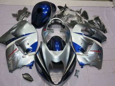 Aftermarket 1997-2007 Blue and Silver Suzuki GSXR 1300 Motorcycle Fairing