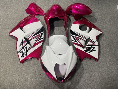 Aftermarket 1997-2007 Gloss White & Pink Suzuki GSXR 1300 Motorcycle Fairing