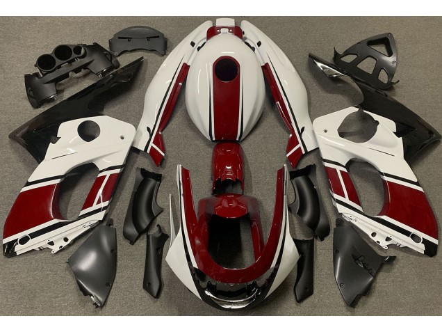 Aftermarket 1998-2007 Gloss White and Dark Red Yamaha YZF600 Motorcycle Fairing