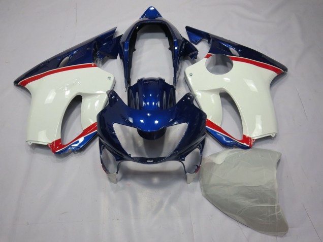 Aftermarket 1999-2000 Deep Blue White and Red Honda CBR600 F4 Motorcycle Fairing