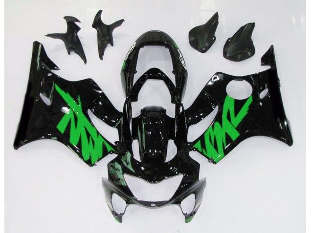 Aftermarket 1999-2000 Gloss Black & Green Honda CBR600 F4 Motorcycle Fairing