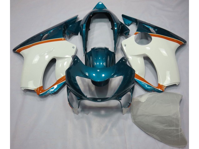 Aftermarket 1999-2000 Light Blue and Orange Honda CBR600 F4 Motorcycle Fairing