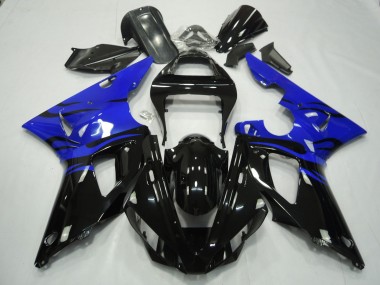 Aftermarket 2000-2001 Black Flame & Blue Yamaha R1 Motorcycle Fairing