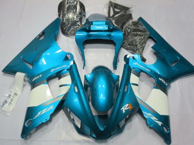 Aftermarket 2000-2001 Light Blue & White Yamaha R1 Motorcycle Fairing