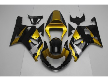 Aftermarket 2001-2003 Gloss Black and Gold Suzuki GSXR 600-750 Motorcycle Fairing