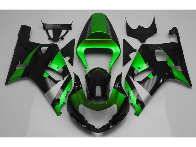 Aftermarket 2001-2003 Gloss Green and Black Suzuki GSXR 600-750 Motorcycle Fairing