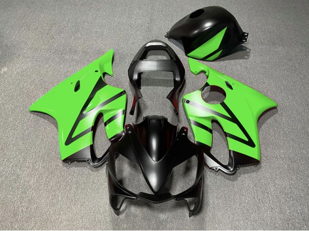 Aftermarket 2001-2003 Matte Black and Green Honda CBR600 F4i Motorcycle Fairing