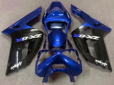 Aftermarket 2003-2004 Gloss Blue and Black Kawasaki ZX6R Motorcycle Fairing