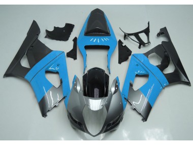 Aftermarket 2003-2004 Light Blue Silver and Black Suzuki GSXR 1000 Motorcycle Fairing