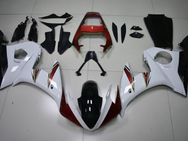 Aftermarket 2003-2005 Gloss White & Red Accents Yamaha R6 Motorcycle Fairing