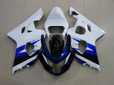 Aftermarket 2004-2005 Gloss White & Deep Blue Suzuki GSXR 600-750 Motorcycle Fairing