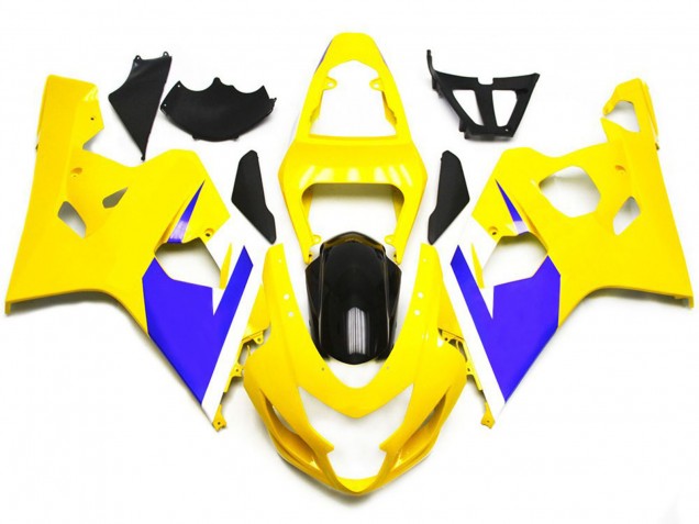 Aftermarket 2004-2005 Gloss Yellow and Vibrant Blue Custom Suzuki GSXR 600-750 Motorcycle Fairing