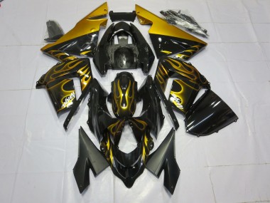 Aftermarket 2004-2005 Gold Flame Kawasaki ZX10R Motorcycle Fairing