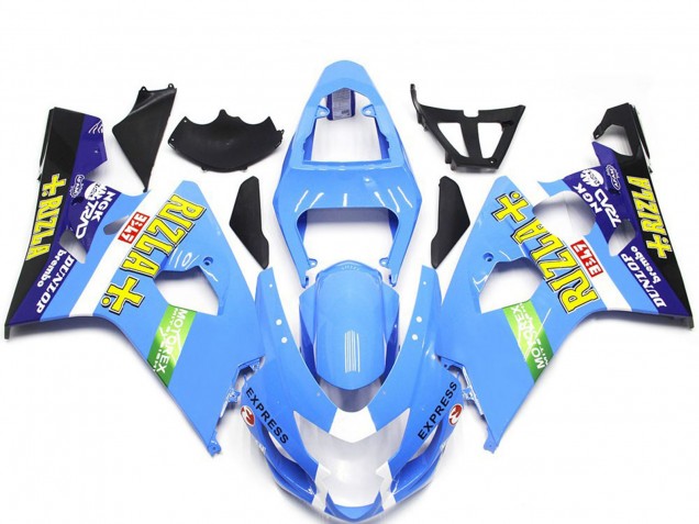 Aftermarket 2004-2005 Light Blue Rizla Style Suzuki GSXR 600-750 Motorcycle Fairing