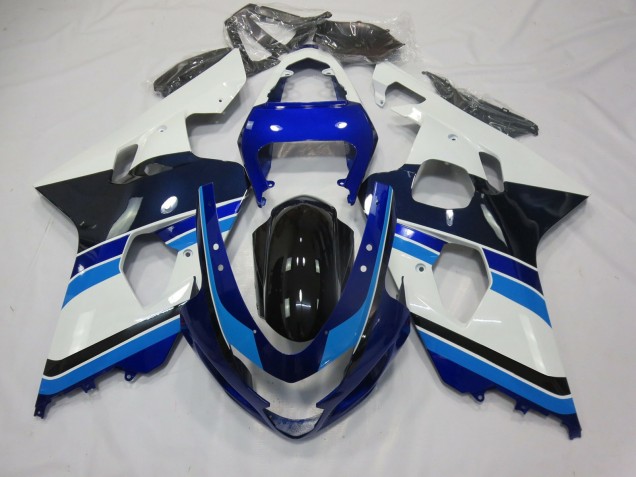 Aftermarket 2004-2005 Light Blue White and Black Suzuki GSXR 600-750 Motorcycle Fairing