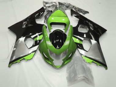 Aftermarket 2004-2005 Light Green Silver and Black Suzuki GSXR 600-750 Motorcycle Fairing