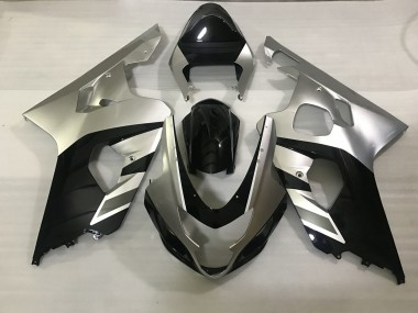 Aftermarket 2004-2005 Matte Silver and Black Suzuki GSXR 600-750 Motorcycle Fairing