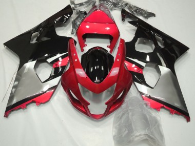 Aftermarket 2004-2005 Red Silver and Black Suzuki GSXR 600-750 Motorcycle Fairing