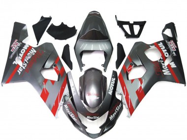 Aftermarket 2004-2005 Silver and Red MoiStar Suzuki GSXR 600-750 Motorcycle Fairing