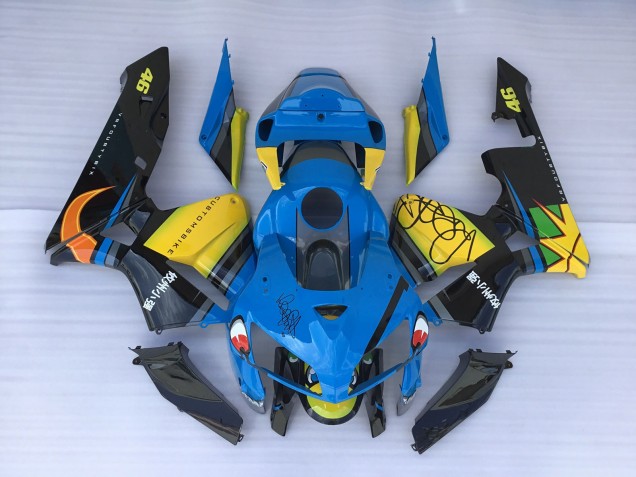 Aftermarket 2005-2006 Blue Shark & Yellow Honda CBR600RR Motorcycle Fairing