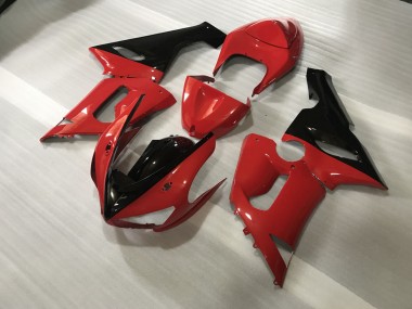 Aftermarket 2005-2006 Custom Red and Black Kawasaki ZX6R Motorcycle Fairing