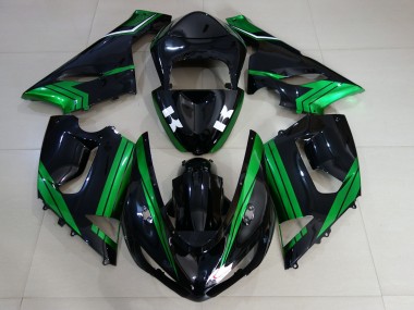 Aftermarket 2005-2006 Gloss Black & Electric Green Kawasaki ZX6R Motorcycle Fairing