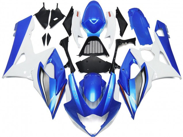 Aftermarket 2005-2006 Gloss Blue and White with red and Silver Suzuki GSXR 1000 Motorcycle Fairing