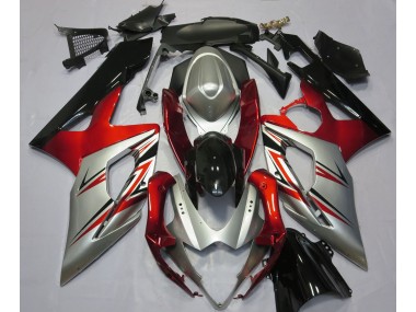 Aftermarket 2005-2006 Red and Silver Suzuki GSXR 1000 Motorcycle Fairing