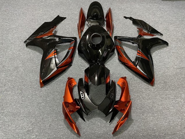 Aftermarket 2006-2007 Black and Burnt Orange Suzuki GSXR 600-750 Motorcycle Fairing