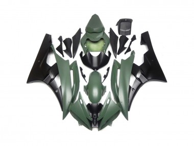 Aftermarket 2006-2007 Custom Matte Green and Black Yamaha R6 Motorcycle Fairing