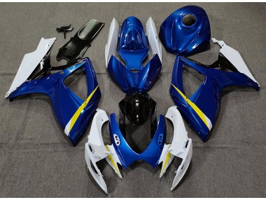 Aftermarket 2006-2007 Gloss Blue White and Yellow Suzuki GSXR 600-750 Motorcycle Fairing