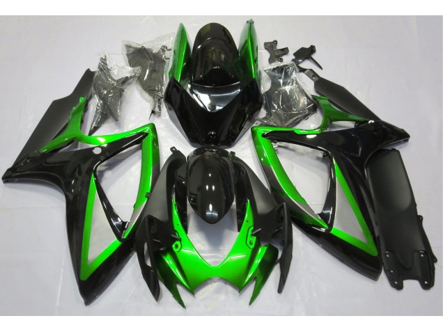 Aftermarket 2006-2007 Gloss Green and Black Suzuki GSXR 600-750 Motorcycle Fairing