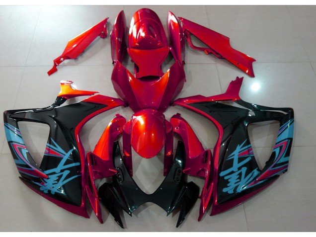 Aftermarket 2006-2007 Gloss Red & Black Suzuki GSXR 600-750 Motorcycle Fairing