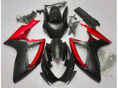 Aftermarket 2006-2007 Matte Black & Red Suzuki GSXR 600-750 Motorcycle Fairing