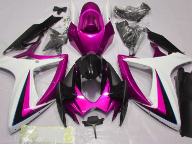 Aftermarket 2006-2007 Pink & White Suzuki GSXR 600-750 Motorcycle Fairing