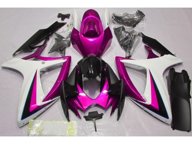 Aftermarket 2006-2007 Pink & White Suzuki GSXR 600-750 Motorcycle Fairing