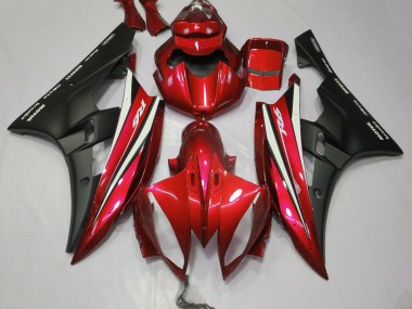 Aftermarket 2006-2007 Red Black and White Yamaha R6 Motorcycle Fairing