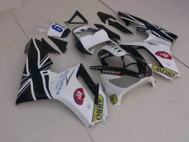 Aftermarket 2006-2008 White and Black w Flag Triumph Daytona 675 Motorcycle Fairing