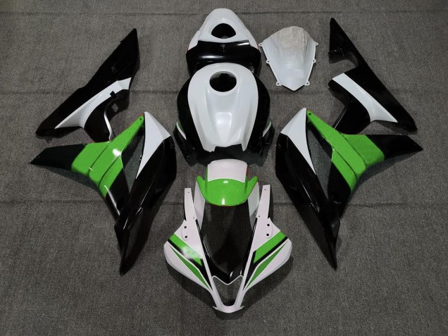 Aftermarket 2007-2008 Black White and Green Honda CBR600RR Motorcycle Fairing