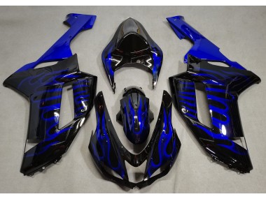 Aftermarket 2007-2008 Gloss Black & Blue Flame Kawasaki ZX6R Motorcycle Fairing