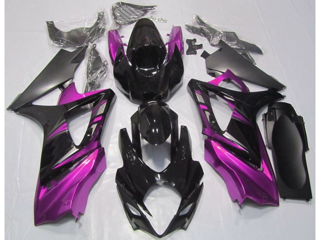 Aftermarket 2007-2008 Gloss Black and Pink Suzuki GSXR 1000 Motorcycle Fairing