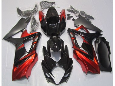 Aftermarket 2007-2008 Gloss Black and Red Suzuki GSXR 1000 Motorcycle Fairing