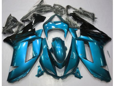 Aftermarket 2007-2008 Gloss Light Blue & Black Kawasaki ZX6R Motorcycle Fairing