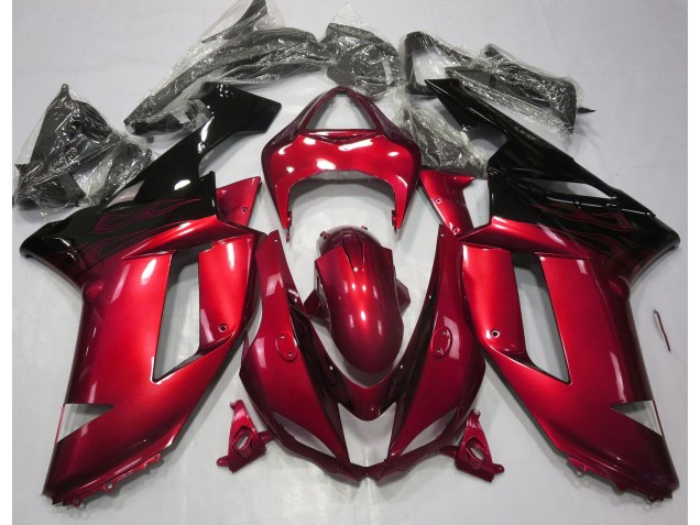 Aftermarket 2007-2008 Gloss Red & Black Kawasaki ZX6R Motorcycle Fairing