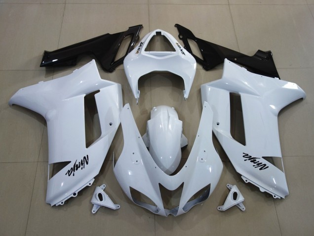 Aftermarket 2007-2008 Gloss White Kawasaki ZX6R Motorcycle Fairing