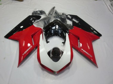 Aftermarket 2007-2012 Black Red and White Ducati 848 1098 1198 Motorcycle Fairing