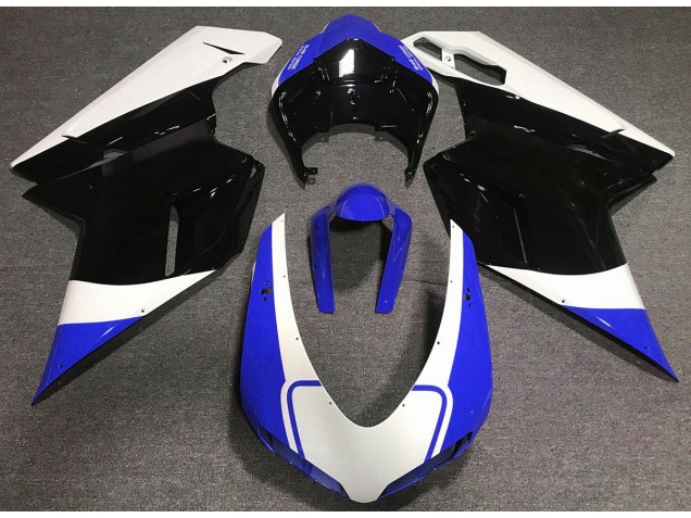 Aftermarket 2007-2012 Gloss Blue White and Black Ducati 848 1098 1198 Motorcycle Fairing