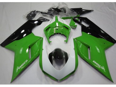 Aftermarket 2007-2012 Gloss Green & White Ducati 848 1098 1198 Motorcycle Fairing