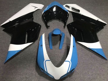 Aftermarket 2007-2012 Gloss Light Blue White and Black Ducati 848 1098 1198 Motorcycle Fairing