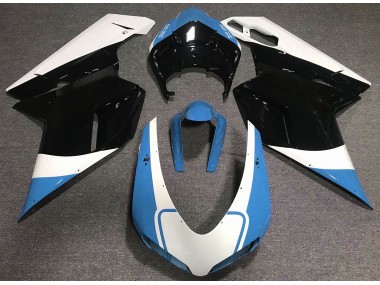 Aftermarket 2007-2012 Gloss Light Blue White and Black Ducati 848 1098 1198 Motorcycle Fairing